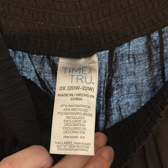 Time and Tru Women’s Black Linen High Side Slit Flowy Wide Leg Pants Size 2X - Picture 5 of 6